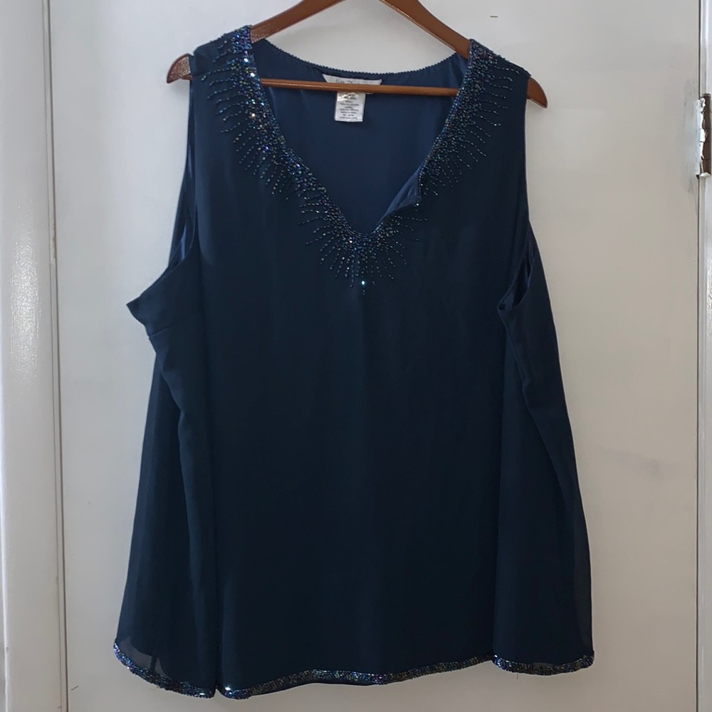 Ulla Popken Beaded Sleeveless Top Size 24/26